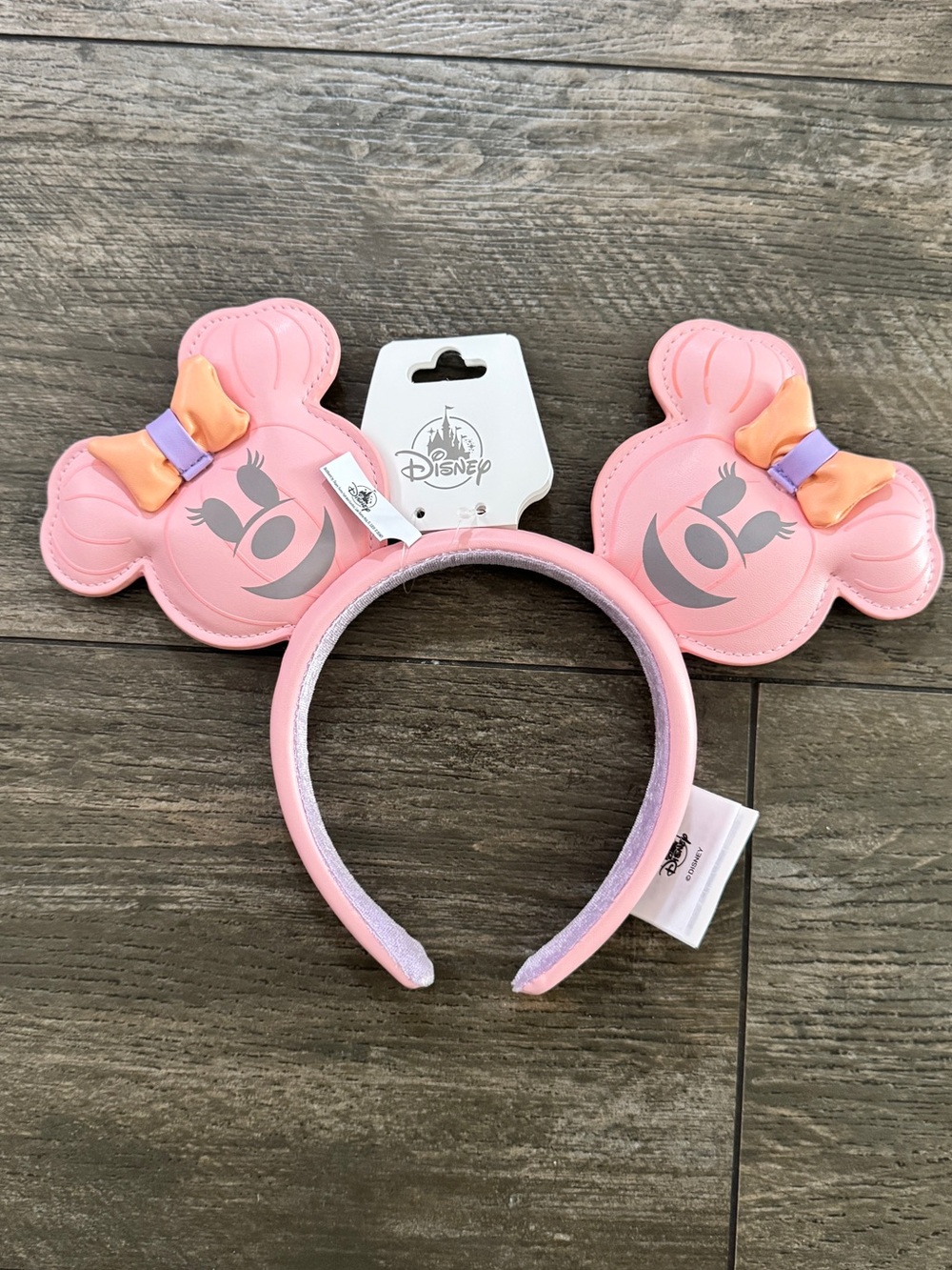 Disney Pink Minnie Mouse Ear Headband with Orange and Purple Bows